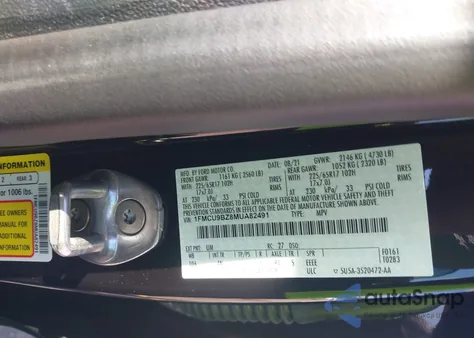 2021 Ford Escape Se Hybrid from USA, damaged, VIN 1FMCU9BZ8MUA82491